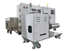 Cell Lab roll-to-roll hydraulic rolling press machine with servo hydraulic control and heating system offers ±0.002 mm uniformity and 40-ton pressure for continuous electrode processing in battery R&D.