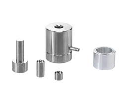 Cell Lab spherical pellet pressing die sets (8 mm–50 mm) — stainless steel RC60–62, engineered for spherical powder compaction in catalysis, gas absorption, pharmaceuticals & materials research.