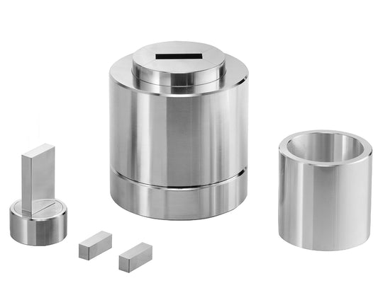 Cell Lab square & rectangle split pressing die sets — stainless steel RC60–62, precision dies for powder compaction in pharma, ceramics, materials science & metallurgy.