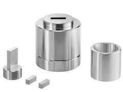 Cell Lab square & rectangle split pressing die sets — stainless steel RC60–62, precision dies for powder compaction in pharma, ceramics, materials science & metallurgy.