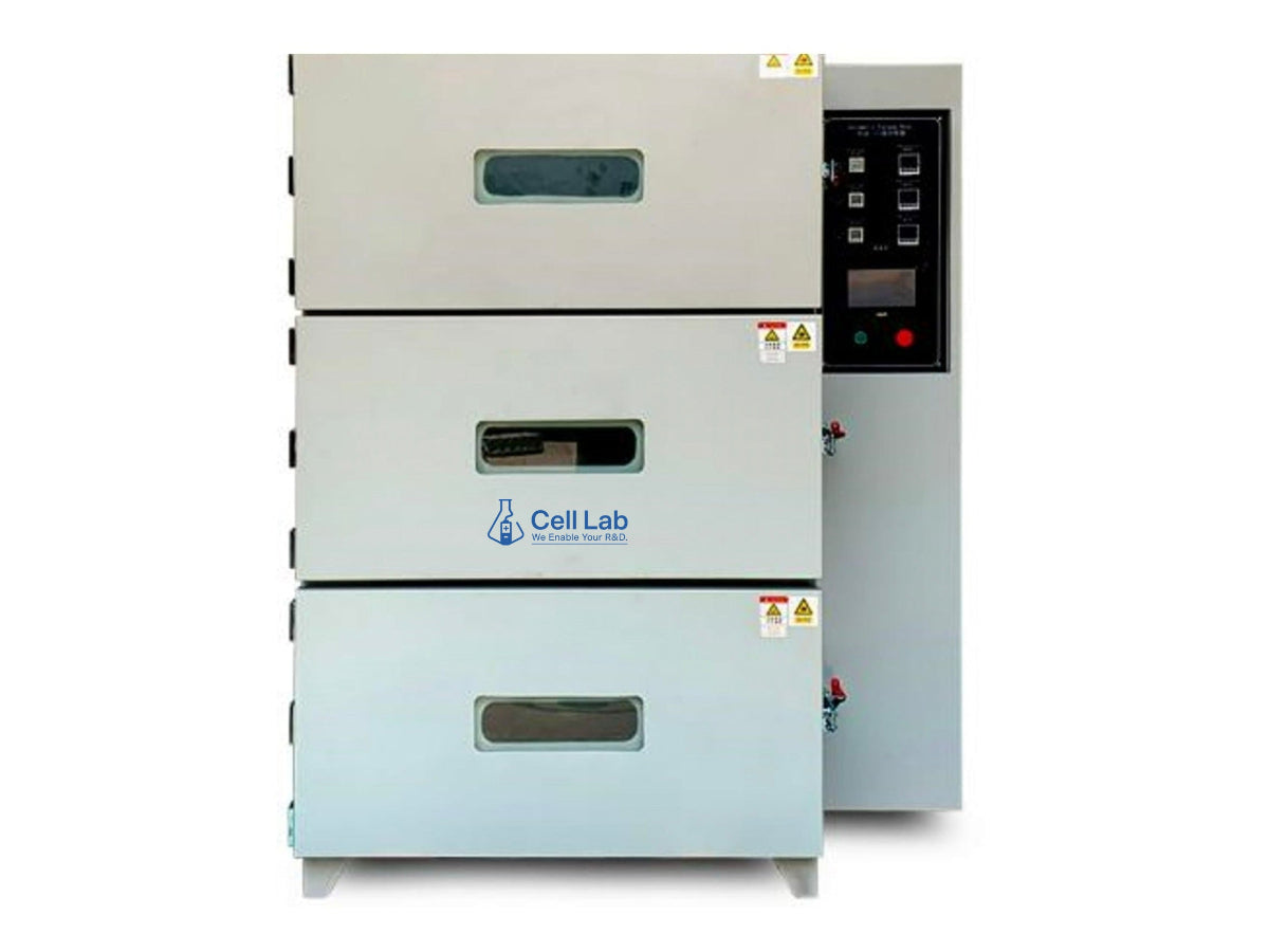 Cell Lab Three-Layer Automatic Vacuum Drying Oven for Lithium-Ion Battery Electrodes, Programmable PID Control, Independent Chambers, ≤100 Pa Vacuum