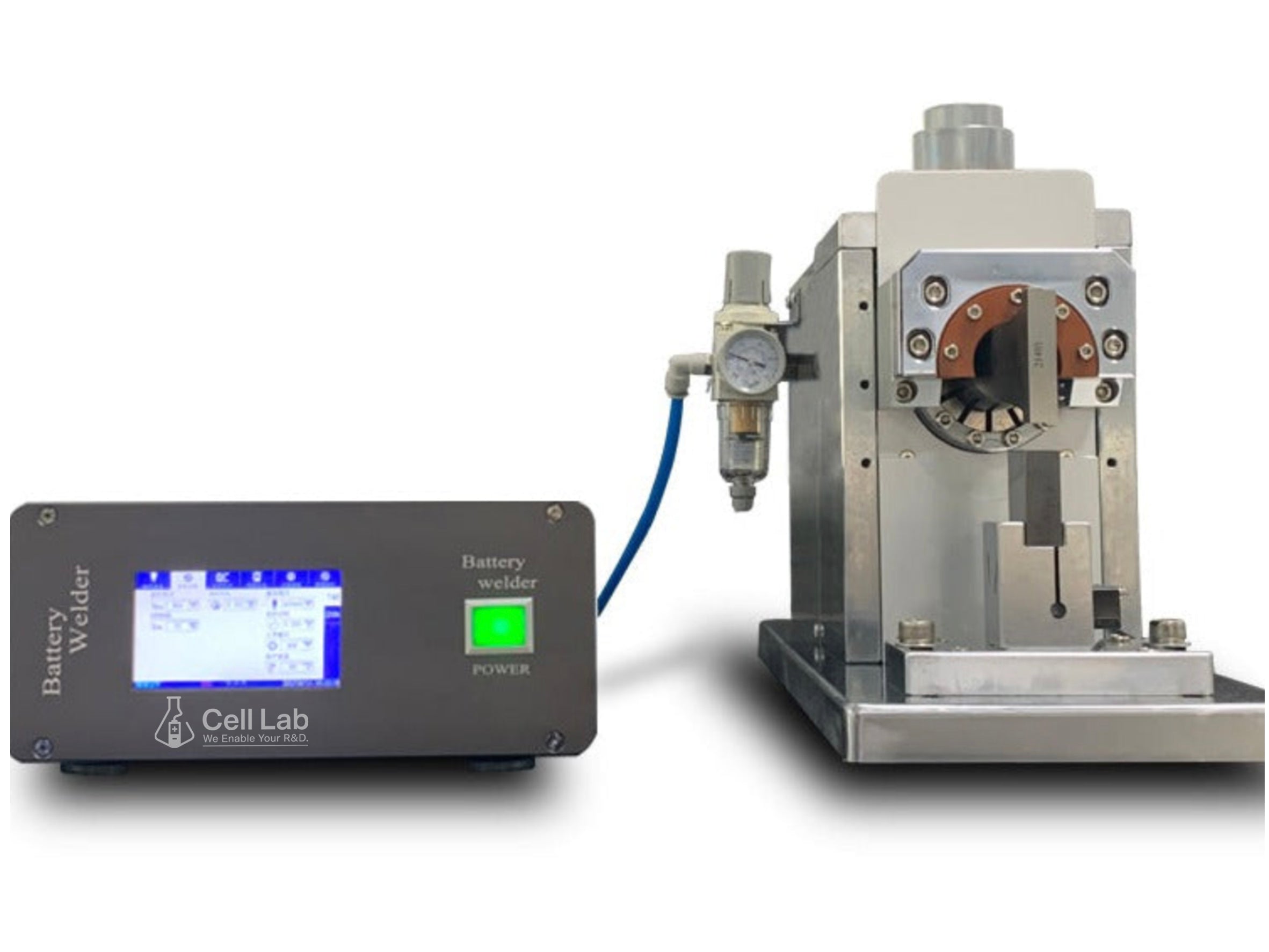 Cell Lab ultrasonic spot welding machine (40 kHz, 800 W) for Cu and Al tab joining is glovebox-compatible and offers fast 0.2 s welding cycles, precise pressure control, and 1.5 million-weld durability for battery R&D.