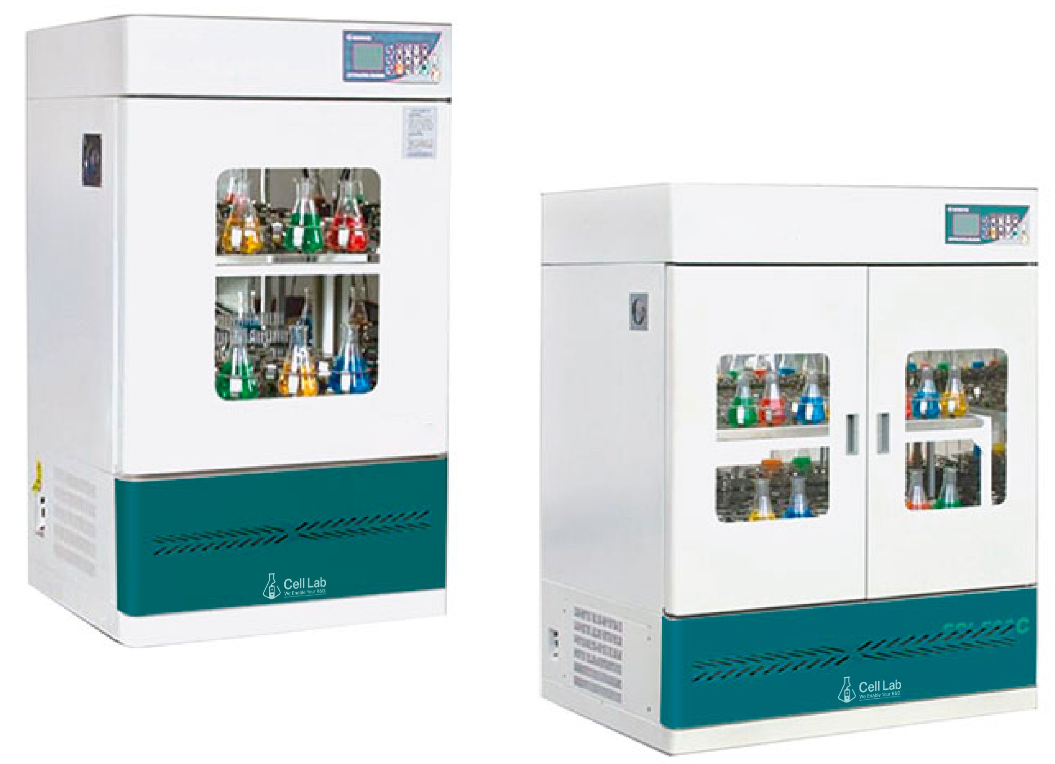 Cell Lab orbital incubator shaker for microbial and fermentation culture. Delivers ± 0.1 °C precision, high-capacity vertical design for advanced lab applications.
