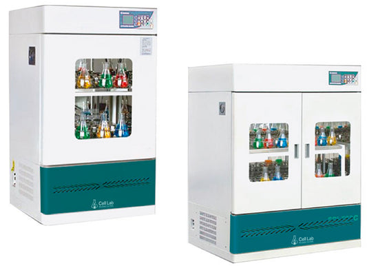 Cell Lab orbital incubator shaker for microbial and fermentation culture. Delivers ± 0.1 °C precision, high-capacity vertical design for advanced lab applications.