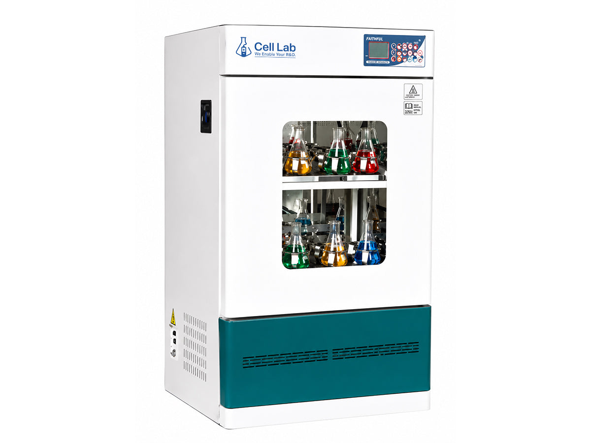 Cell Lab vertical shaking incubator series with 175L–580L capacities, programmable PID control and 20–350 rpm shaking for microbial and laboratory culture applications.