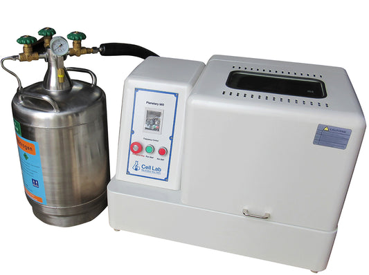 Cell Lab Cryogenic Planetary Ball Mill with Liquid Nitrogen Cooling for Ultra-Fine Low-Temperature Grinding of Polymers, Pharmaceuticals and Battery Materials