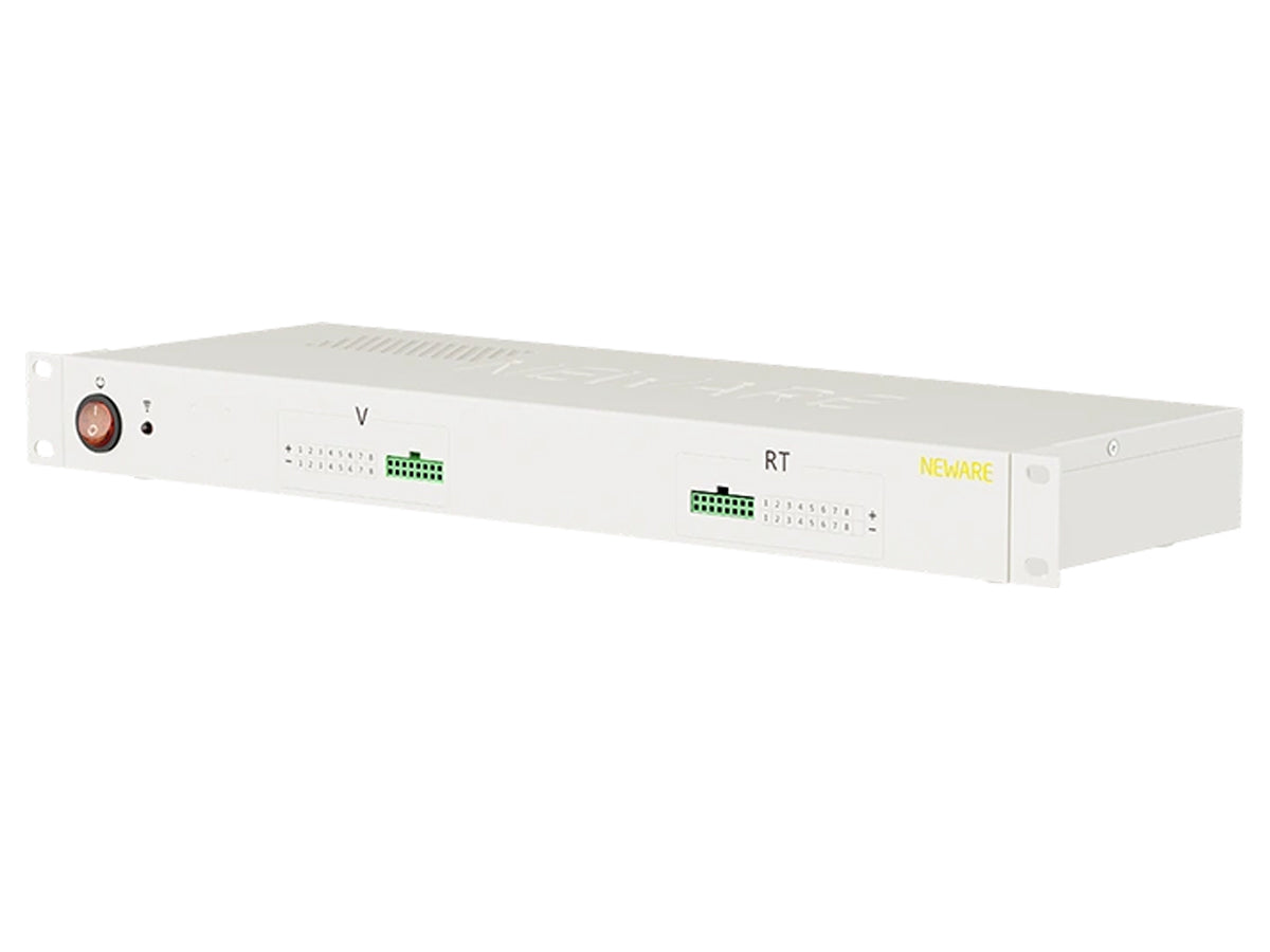 Neware CA-4008n-1U-5VT-TC auxiliary temperature unit with 8 thermistor channels, RS485 communication, and real-time battery thermal monitoring for battery testing systems.
