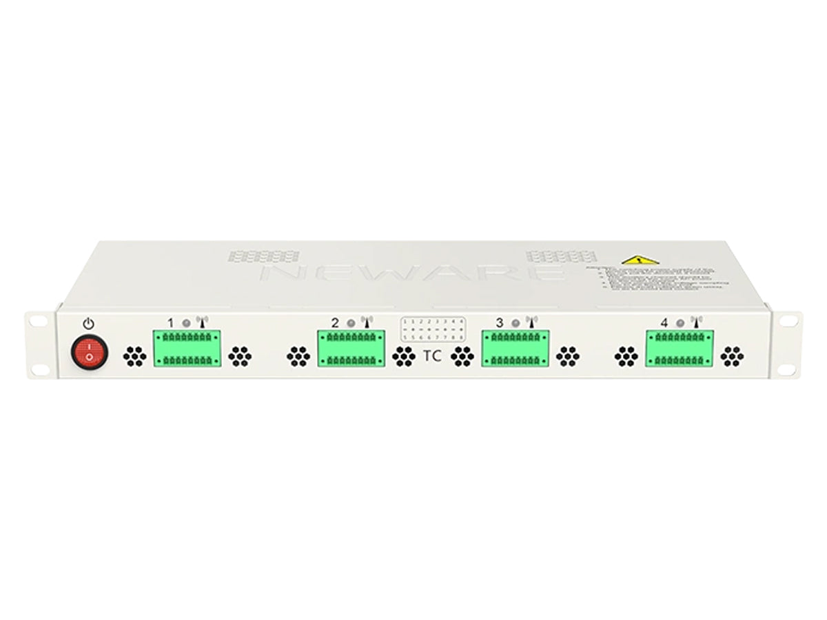 Neware CA-4032n-1U-T-TC auxiliary temperature unit with 32 thermocouple channels, RS485 communication, and real-time thermal monitoring for battery testing systems.