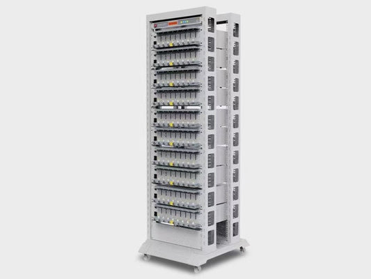 Neware CT-4008Tn-5V12A battery tester with 8 channels, 5mA–12A output, pulse testing, DCIR analysis, and high-power electrochemical battery testing capabilities.