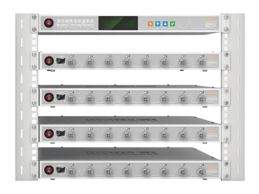 Neware rack for CT-4008T battery testers with 5-unit capacity, compact space-saving design for organised laboratory battery testing system installation.